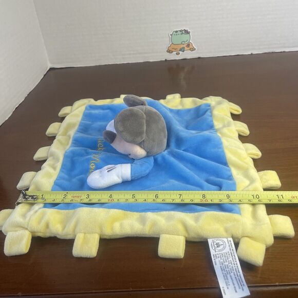 Disney Parks Mickey Mouse Yellow Blue Crinkle Baby Plush Soft Security Blanket - Picture 11 of 12